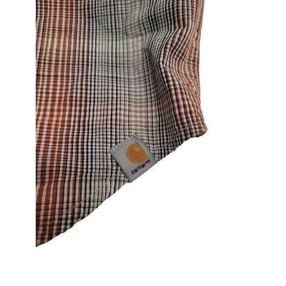 Carhartt Mens Size Large Orange Tan Relaxed Fit Short Sleeve Button Front Shirt - Picture 4 of 5